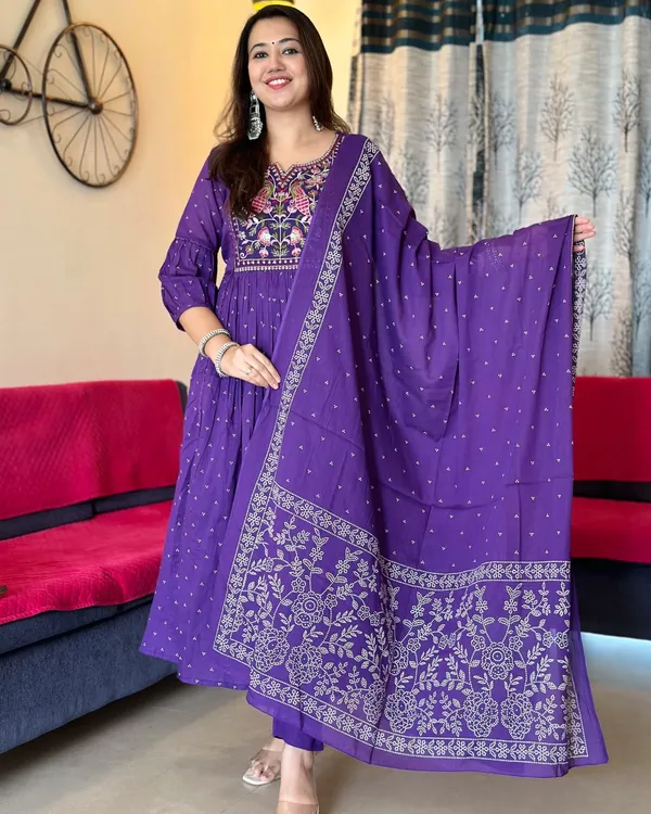 Elegant_Blue_Batik_Print_A-Line_Kurta_Set_with_Dupatta_–_3-Piece_Stitched_Cotton_Suit