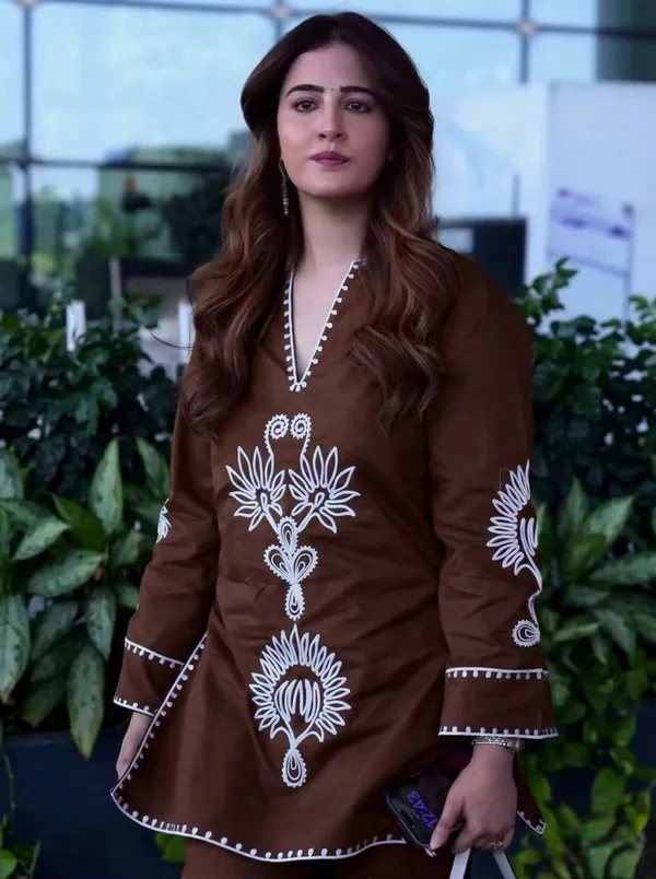Festive_Special_Pu_Brownre_Cotton_60*60_Co-ord_Set_with_Heavy_All-Over_Aari_Work