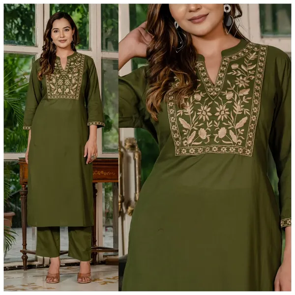 Mehndi_Threaded_Elegance_Kurta_Palazzo_Set
