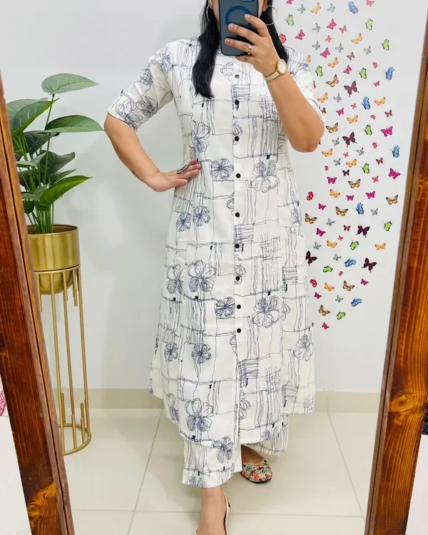 Premium_Floral_Pure_Cotton_60/60_A-Line_Kurti_&_Ankle-Length_Palazzo_Co-ord_Set