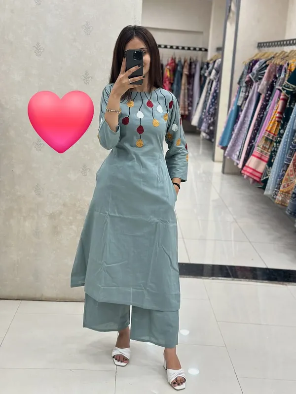 Premium_Floral_Pure_Cotton_60/60_A-Line_Kurti_&_Ankle-Length_Pant_Co-ord_Set