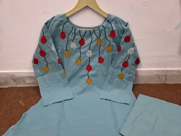 Premium_Floral_Pure_Cotton_60/60_A-Line_Kurti_&_Ankle-Length_Pant_Co-ord_Set