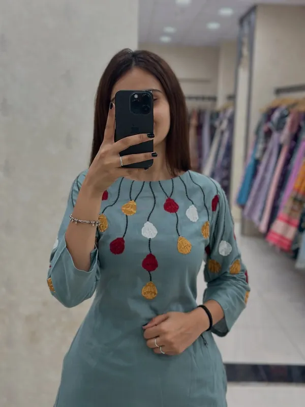 Premium_Floral_Pure_Cotton_60/60_A-Line_Kurti_&_Ankle-Length_Pant_Co-ord_Set