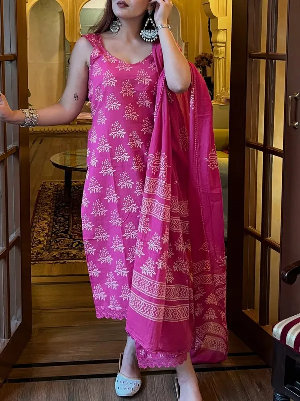ROYAL_PINK_KURTI_PANT_SET_WITH_DUPATTA