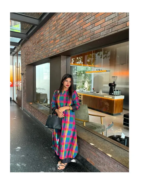 Smart_Mul_Cotton_A-Line_Kurti_&_60/60_Cotton_Plazo_Set_with_Madrasi_Checks