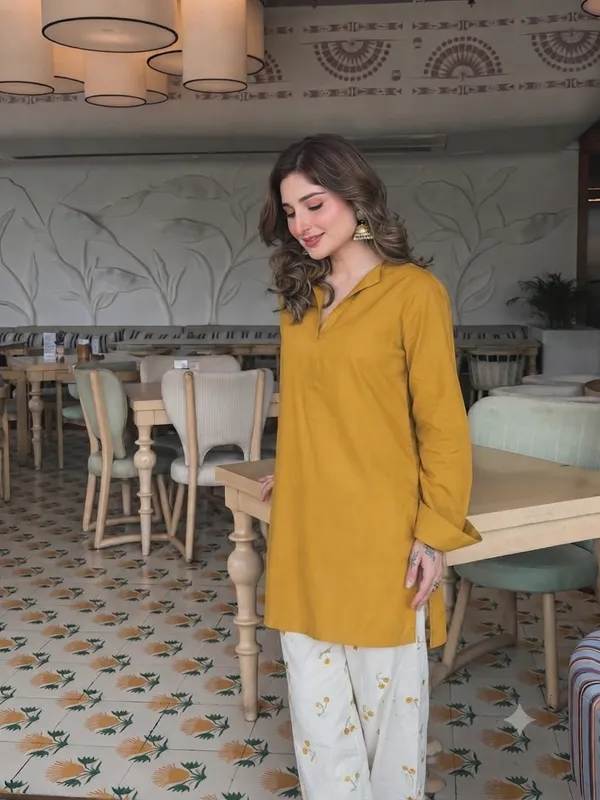 Trendy_Corset-Style_Cotton_Kurta_&_Off-White_Cherry_Motif_Farshi_Salwar_Set_Yellow