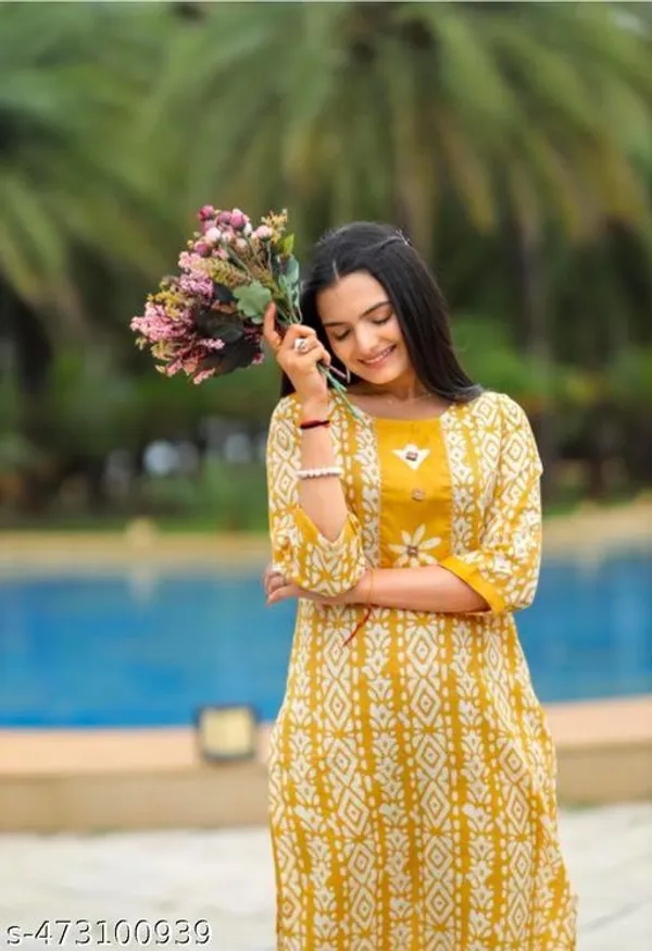 Yellow_Cotton_Blend_Casual_Kurta_Set_For_Women