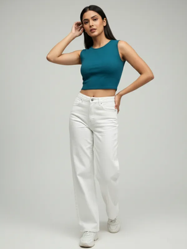 Women_Solid_Teal_Boat_Neck_Sleeveless_Ribbed_Fitted_Crop_Top