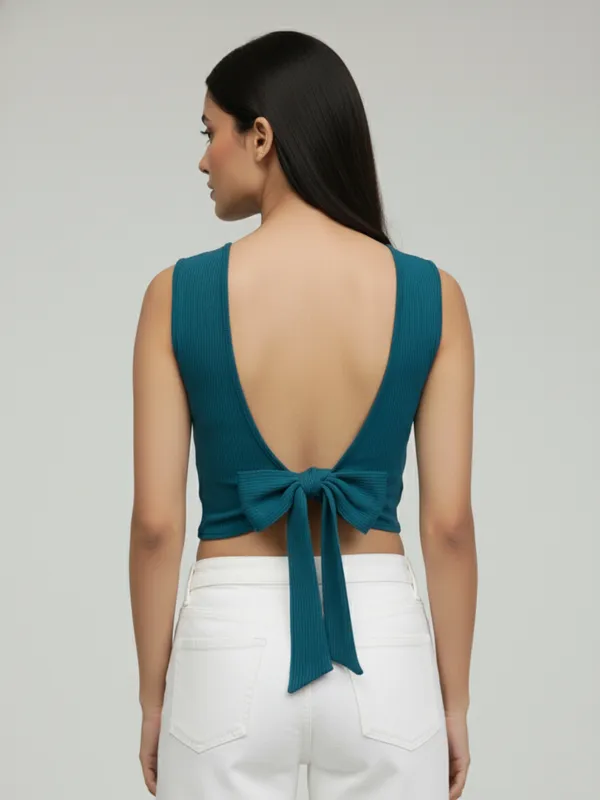Women_Solid_Teal_Boat_Neck_Sleeveless_Ribbed_Fitted_Crop_Top