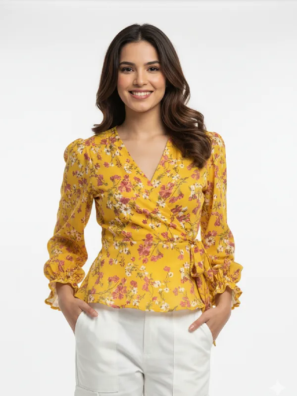 ANVI_Be_Yourself_Women_Floral_Printed_Yellow_Georgette_V_Neck_Long_Sleeve_Waist_Tie-ups_Wrap_Top