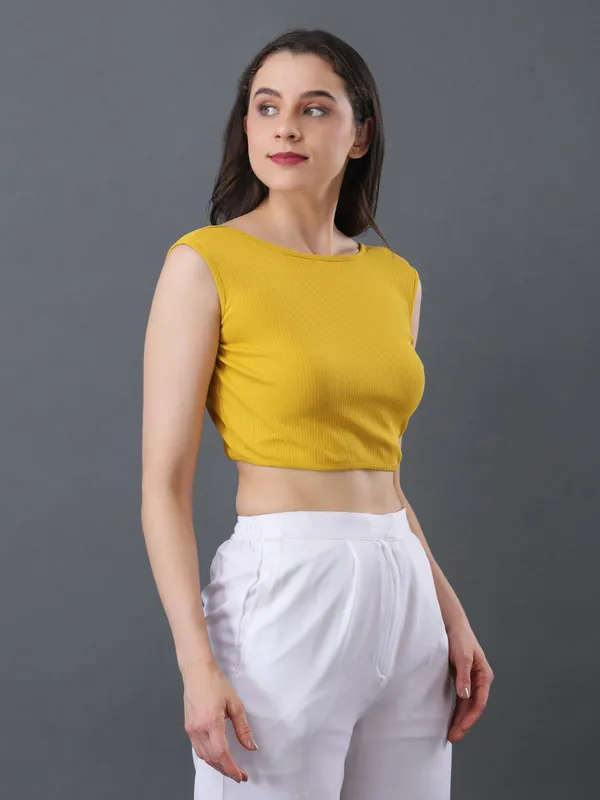 Women_Solid_Yellow_Boat_Neck_Sleeveless_Ribbed_Fitted_Crop_Top