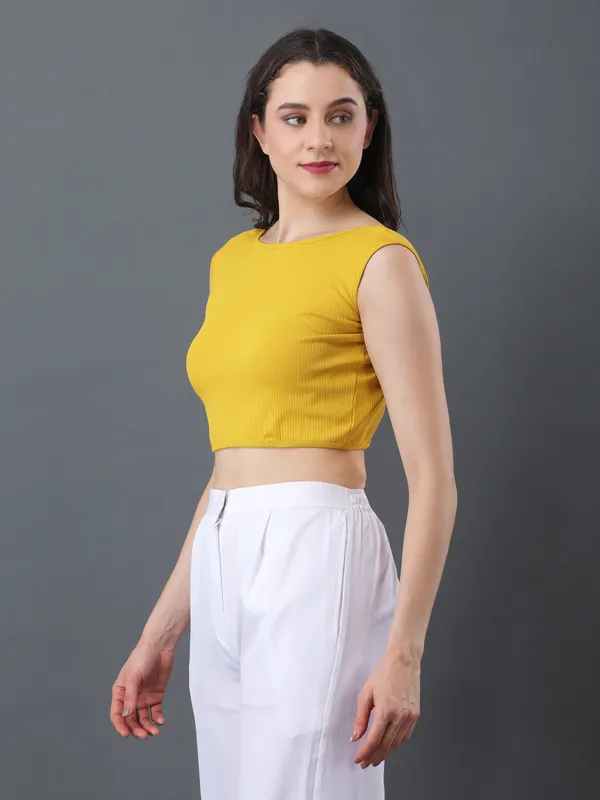 Women_Solid_Yellow_Boat_Neck_Sleeveless_Ribbed_Fitted_Crop_Top