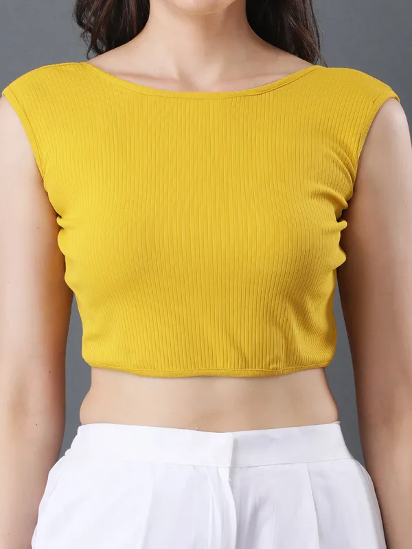 Women_Solid_Yellow_Boat_Neck_Sleeveless_Ribbed_Fitted_Crop_Top