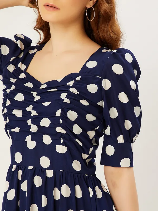 Polka_Dot_Printed_Blue_Sweetheart_Neck_Half_Sleeve_Fit_and_Flare_Knee_Length_Dress