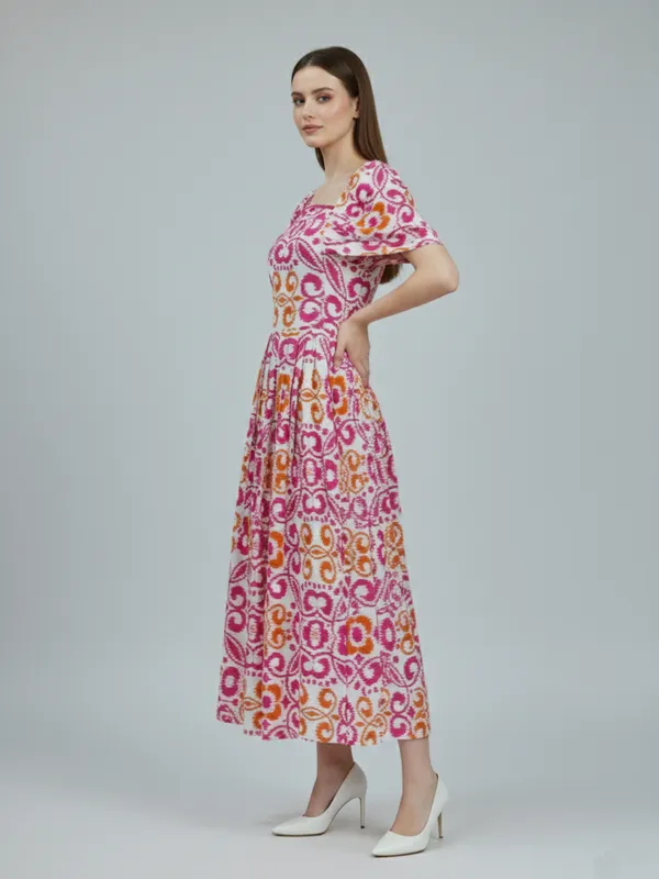 Ikat_Printed_White_Rayon_Square_Neck_Fit_and_Flare_Midi_Dress