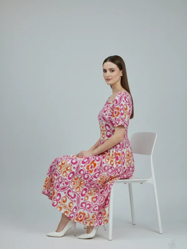 Ikat_Printed_White_Rayon_Square_Neck_Fit_and_Flare_Midi_Dress