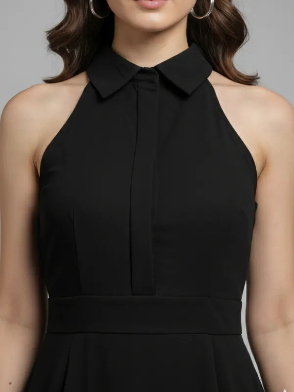 Solid_Black_Georgette_Halter_Neck_Sleeveless_Fit_and_Flare_Midi_Dress