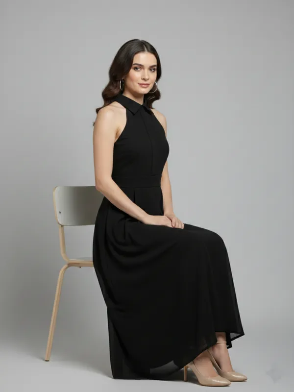 Solid_Black_Georgette_Halter_Neck_Sleeveless_Fit_and_Flare_Midi_Dress