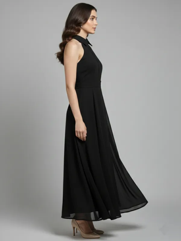 Solid_Black_Georgette_Halter_Neck_Sleeveless_Fit_and_Flare_Midi_Dress