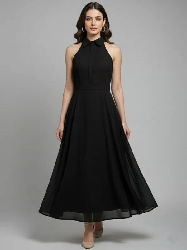 Solid_Black_Georgette_Halter_Neck_Sleeveless_Fit_and_Flare_Midi_Dress