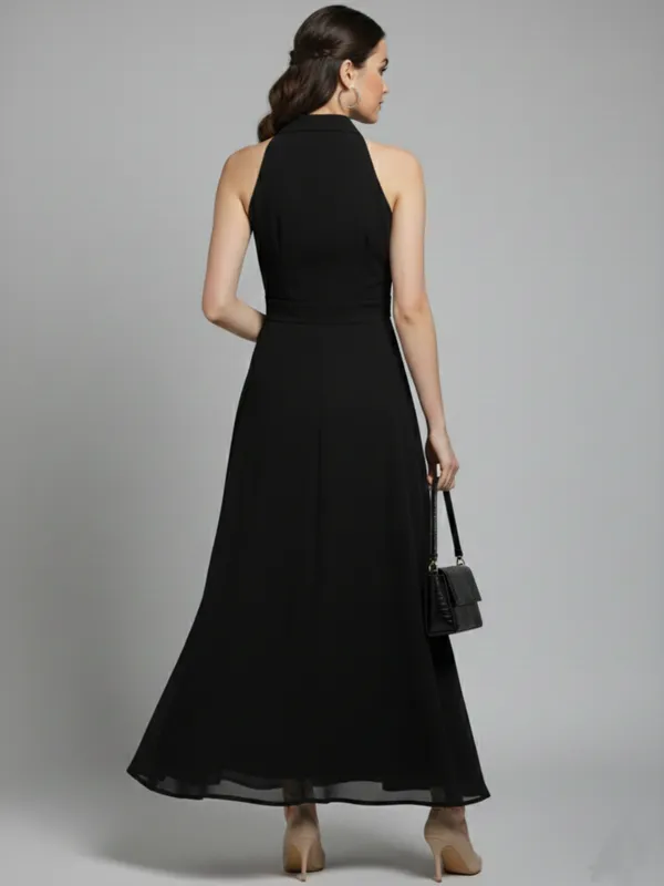 Solid_Black_Georgette_Halter_Neck_Sleeveless_Fit_and_Flare_Midi_Dress