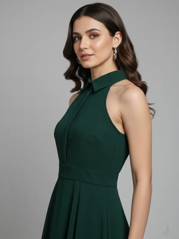 Solid_Green_Georgette_Halter_Neck_Sleeveless_Fit_and_Flare_Midi_Dress