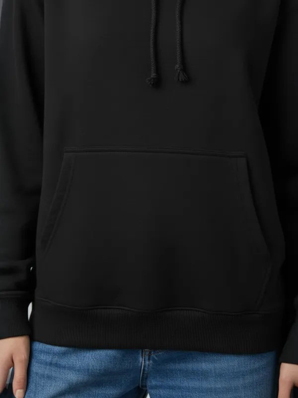 Women_Solid_Black_Spun_Fleece_Long_Sleeve_Hoodie