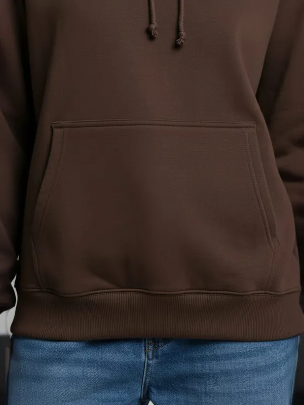 Women_Solid_Brown_Spun_Fleece_Long_Sleeve_Hoodie