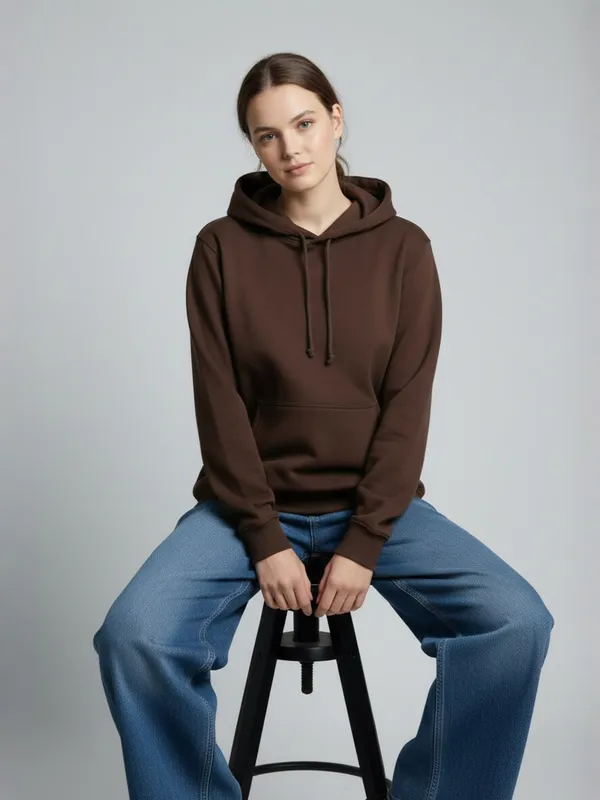 Women_Solid_Brown_Spun_Fleece_Long_Sleeve_Hoodie