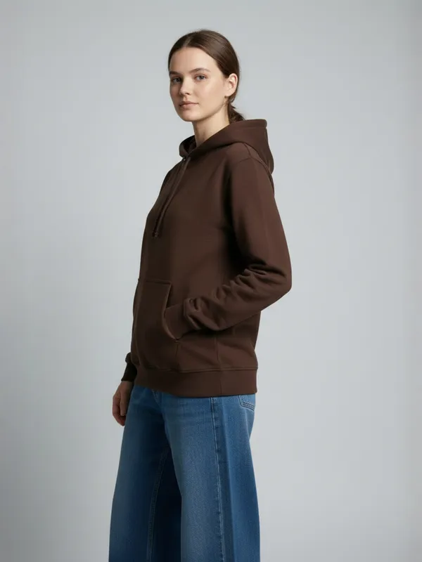 Women_Solid_Brown_Spun_Fleece_Long_Sleeve_Hoodie