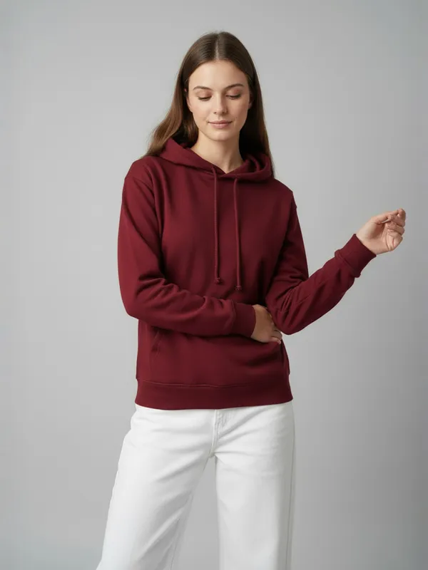 Women_Solid_Maroon_Spun_Fleece_Long_Sleeve_Hoodie