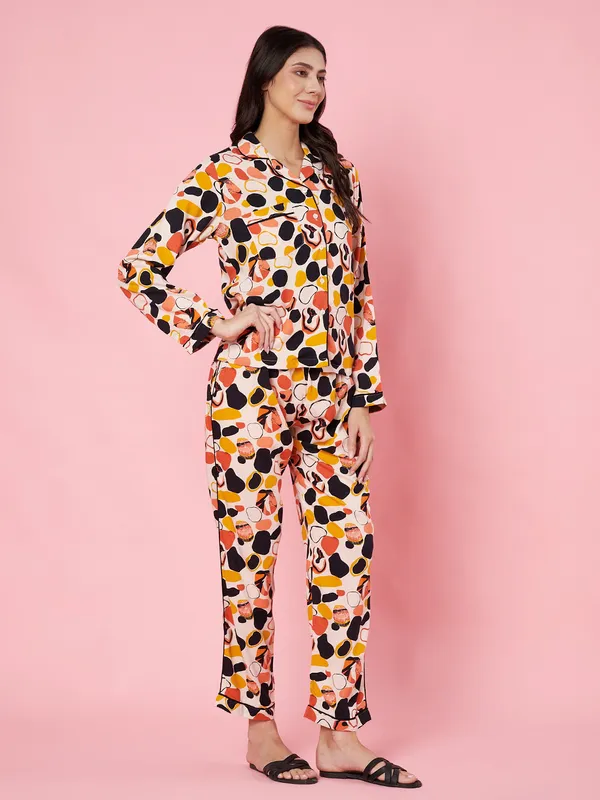 Abstract_Printed_Multicolor_Collared_Neck_Long_Sleeve_Rayon_Shirt_with_Trouser_Night_Suit