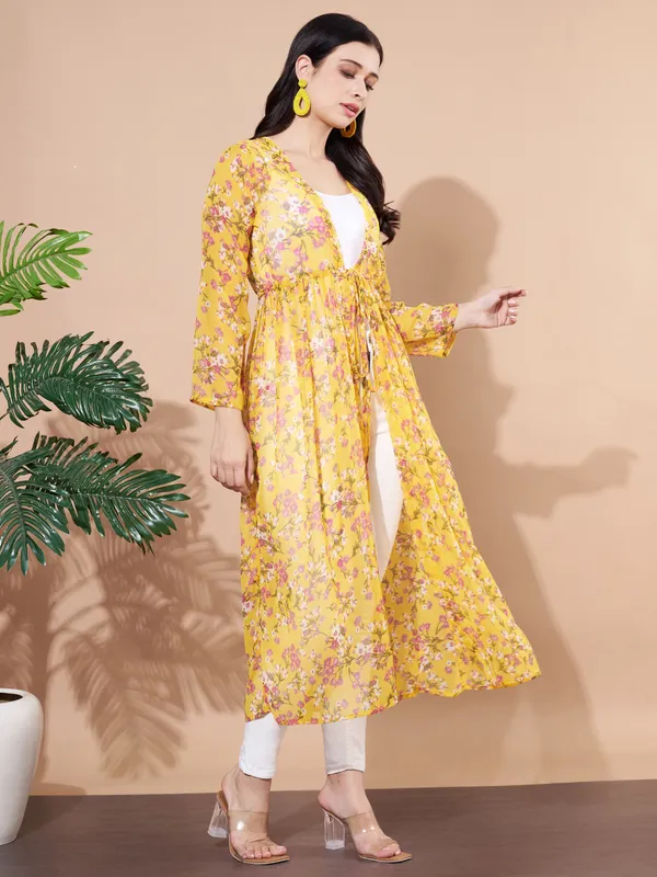 Women_Floral_Printed_Yellow_Georgette_Longline_Front_Open_Shrug