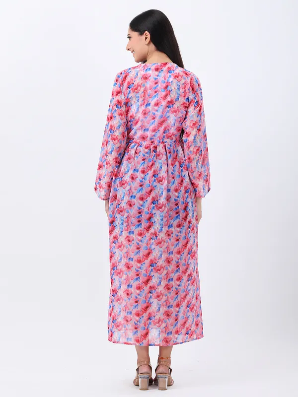 Women's_Floral_Printed_Pink_Georgette_Long_Sleeve_Open_Front_Tie-ups_Longline_Shrug