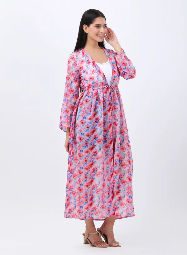 Women's_Floral_Printed_Pink_Georgette_Long_Sleeve_Open_Front_Tie-ups_Longline_Shrug