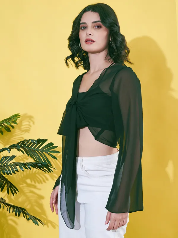 Solid_Green_Long_Sleeve_Front_Tie-ups_Georgette_Casual_Crop_Sheer_Shrug