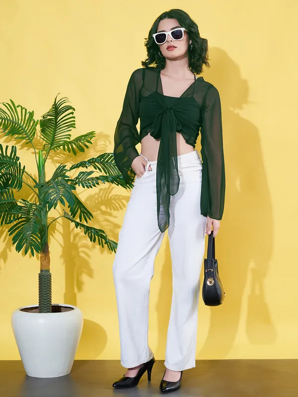 Solid_Green_Long_Sleeve_Front_Tie-ups_Georgette_Casual_Crop_Sheer_Shrug