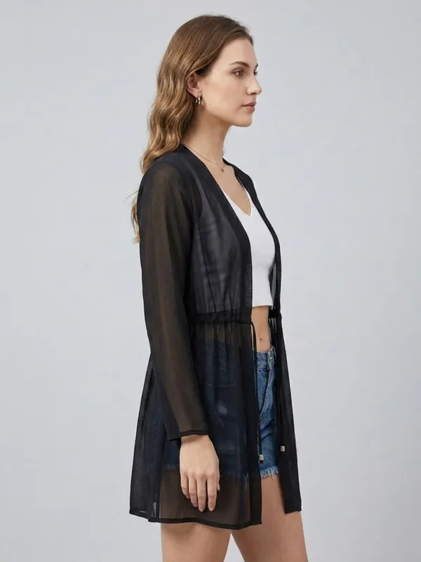 ANVI_Be_Yourself_Women_Solid_Black_Georgette_Long_Sleeve_Open_Front_Tie-ups_Regular_Shrug