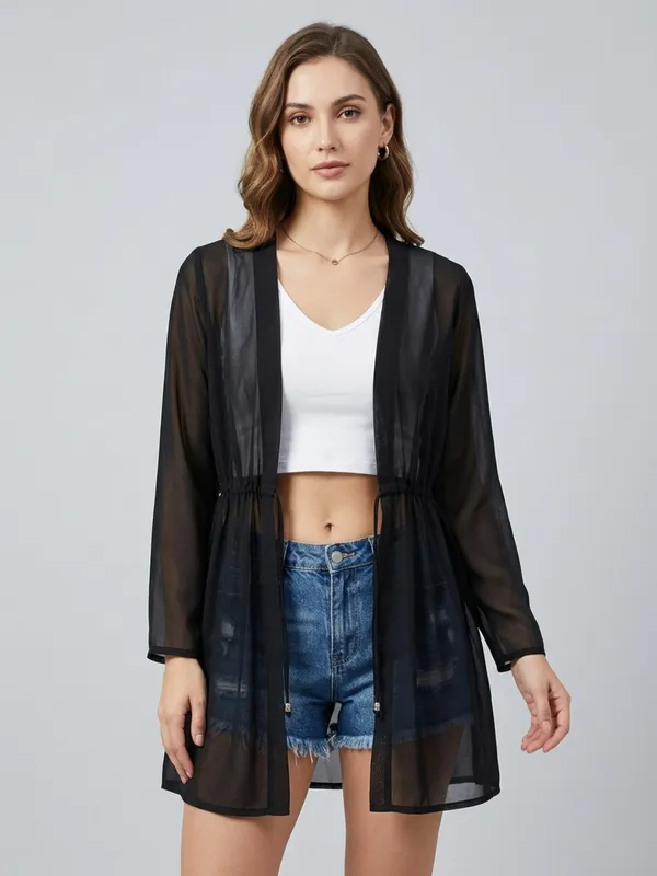 ANVI_Be_Yourself_Women_Solid_Black_Georgette_Long_Sleeve_Open_Front_Tie-ups_Regular_Shrug