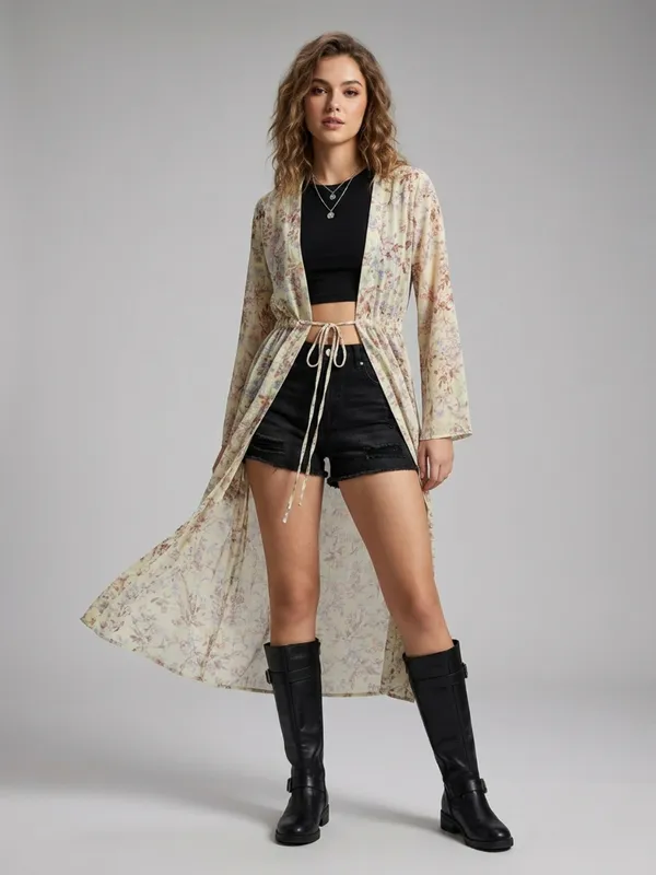 ANVI_Be_Yourself_Women_Floral_Printed_Lime_Green_Chiffon_Long_Sleeve_Open_Front_Tie-ups_Longline_Shrug