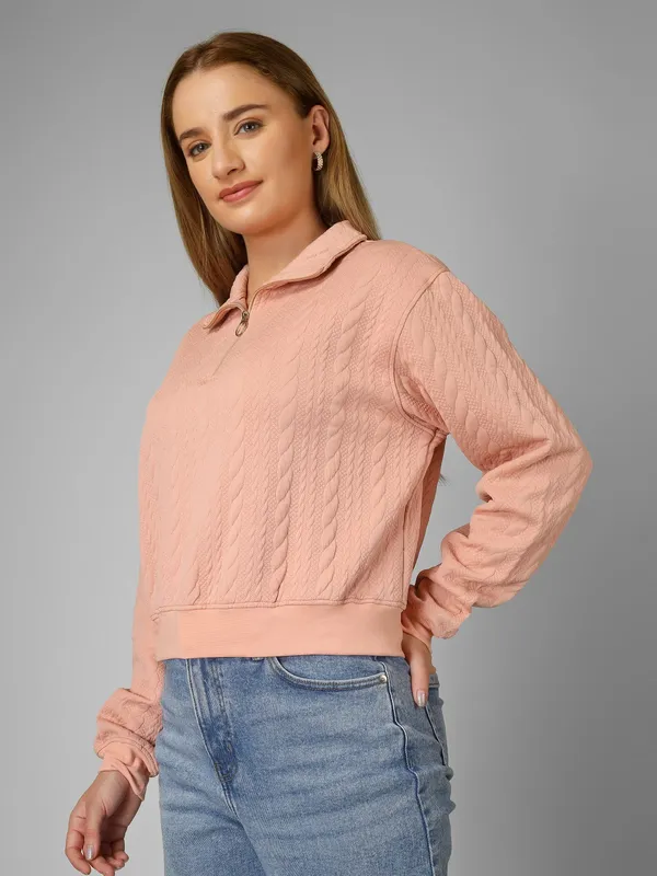 Women_Textured_Peach_Galnza_Relaxed_Fit_Pullover_Sweatshirt