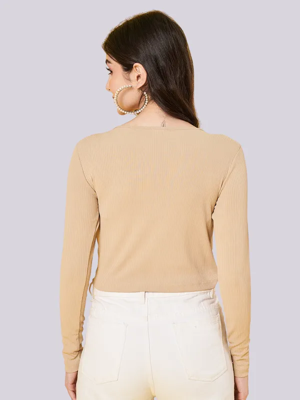 Women's_Stylish_Solid_Beige_Round_Neck_Long_Sleeve_Casual_Ribbed_Crop_Top_||_Women_Boat_Neck_Full_Sleeve_Fitted_Crop_Top