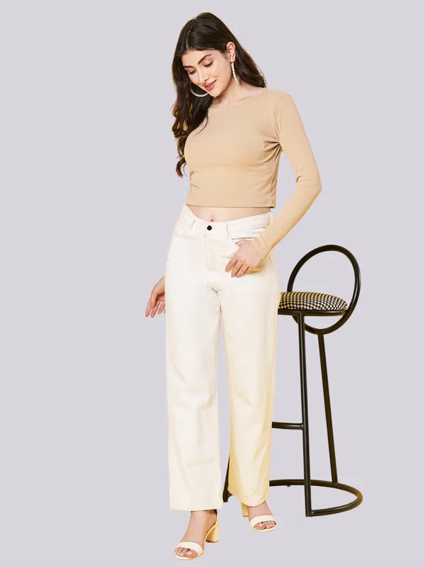 Women's_Stylish_Solid_Beige_Round_Neck_Long_Sleeve_Casual_Ribbed_Crop_Top_||_Women_Boat_Neck_Full_Sleeve_Fitted_Crop_Top