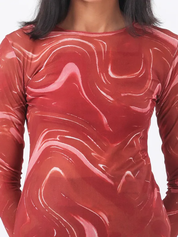 Abstract_Printed_Rust_Round_Neck_Long_Sleeve_Casual_Lycra_Net_Regular_Top