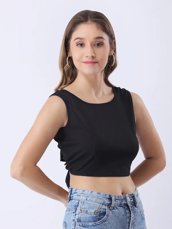 Women_Solid_Black_Boat_Neck_Sleeveless_Ribbed_Fitted_Crop_Top