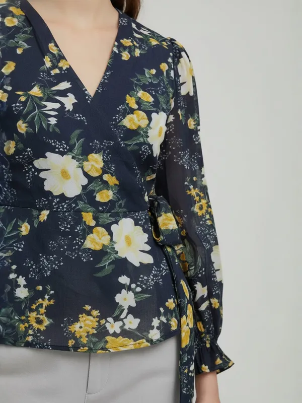 ANVI_Be_Yourself_Women_Floral_Printed_Navy_Blue_Georgette_V_Neck_Long_Sleeve_Waist_Tie-ups_Wrap_Top