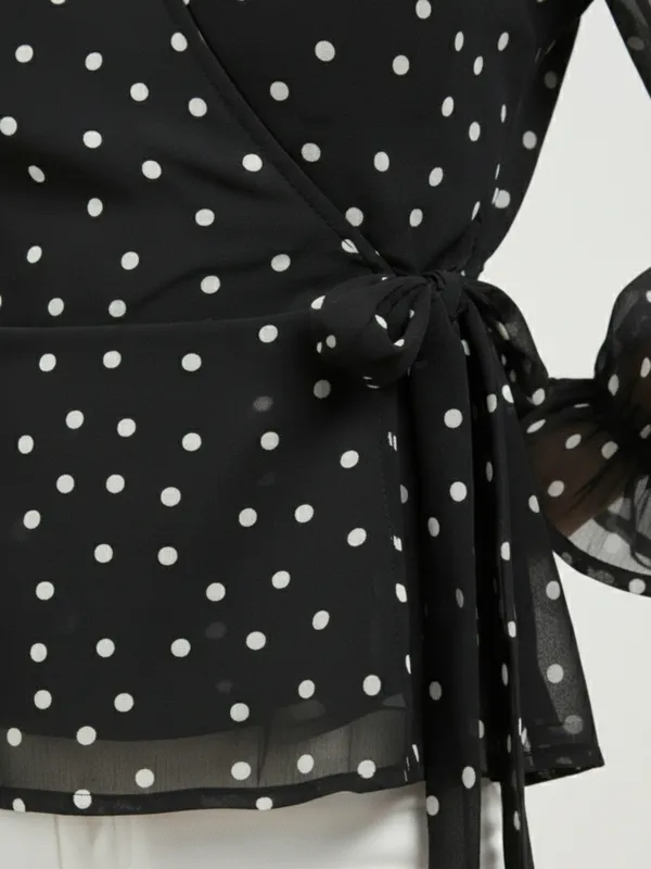 Polka_Dot_Printed_Georgette_V_Neck_Puff_Sleeves_Wrap_Crop_Top