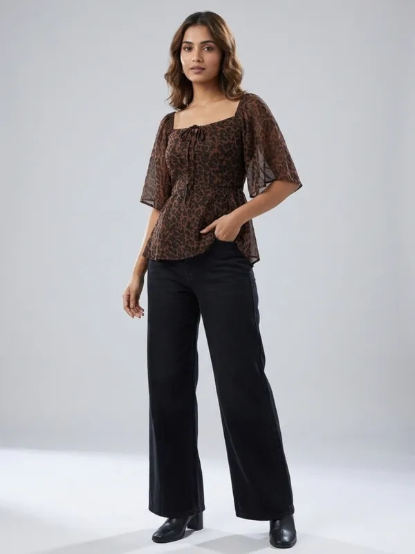 Animal_Print_Square_Neck_Flared_Sleeve_Chiffon_Peplum_Top