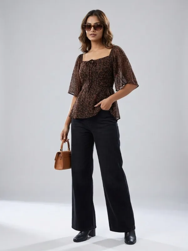Animal_Print_Square_Neck_Flared_Sleeve_Chiffon_Peplum_Top