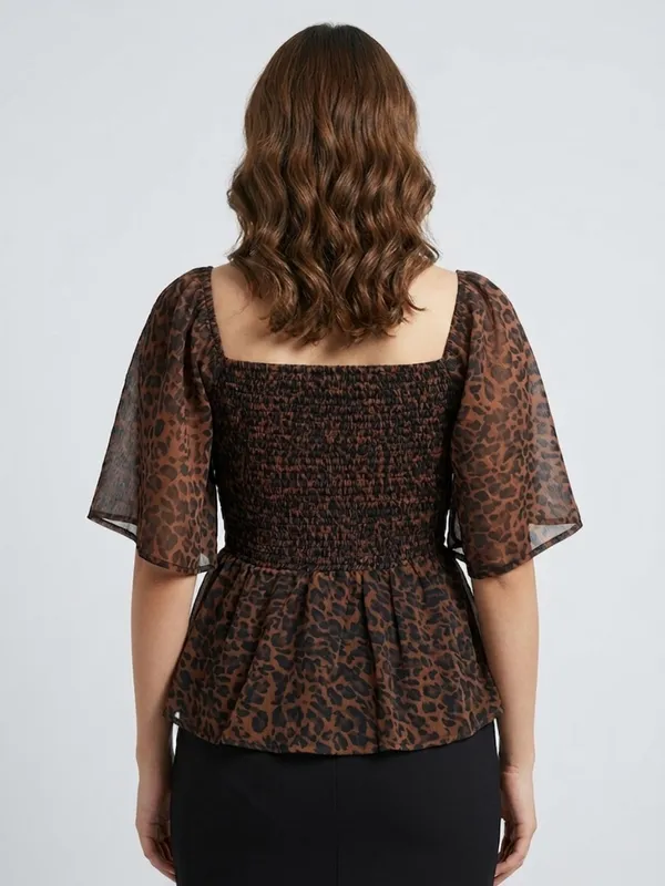Animal_Print_Square_Neck_Flared_Sleeve_Chiffon_Peplum_Top